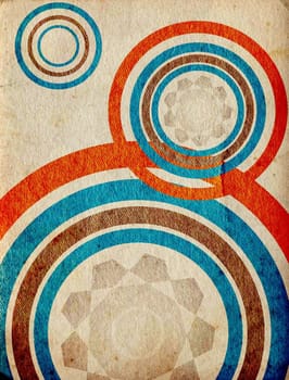 Abstract trendy retro circles in vintage paper background