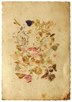 Abstract background with dried flower over grunge texture