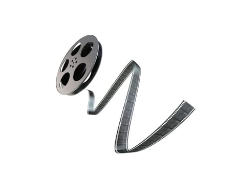 3d rendered illustration of a black film reel