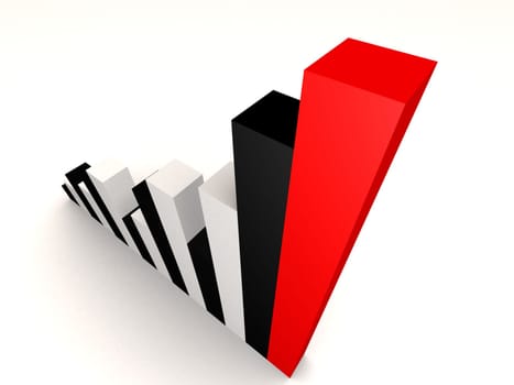 3d rendered illustration of a rising statistic