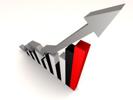 3d rendered illustration of a rising statistic
