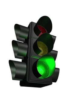 3 rendered illustration of a black traffic light
