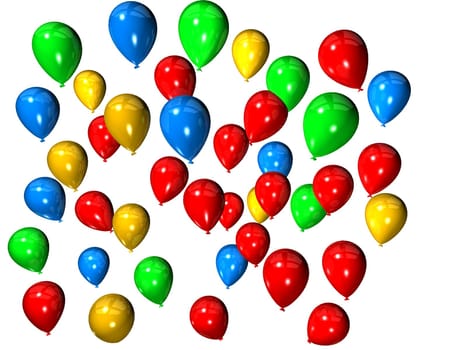 3d rendered illustration of many flying colorful balloons