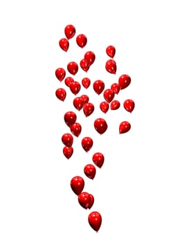 3d rendered illustration of flying red balloons
