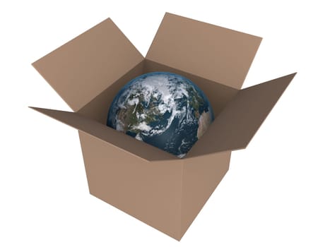 3d rendered illustration of a box and a globe