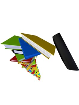 3d rendered illustration from a big tower of books