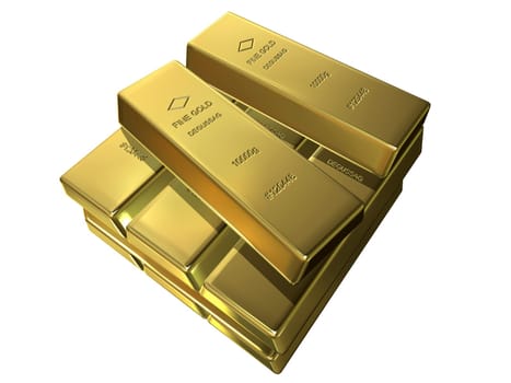 3d rendered illustration from a pack of gold bars