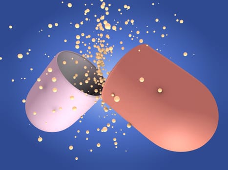 3d rendered illustration of an opening medicine capsule