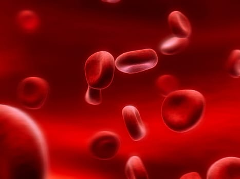 3d rendered close up of streaming red blood cell