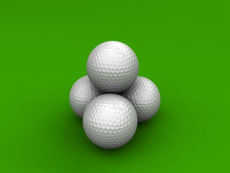 3d rendered illustration of some golf balls on a green background