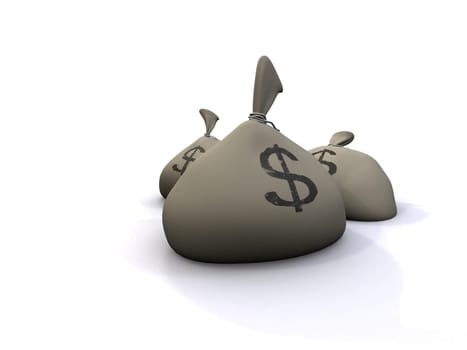 3d rendered illustration of a money sacks