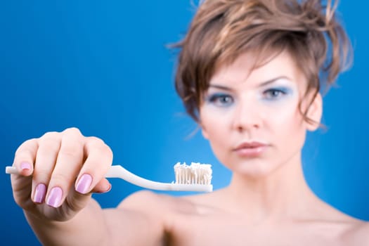snow girl with the tooth-brush