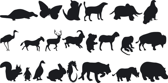 Illustration of Animal Silouettes - Vector