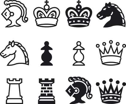 Illustration of Chess Silouettes - Vector