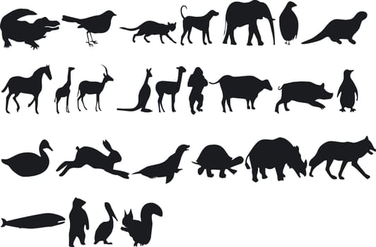 Illustration of Animal Silouettes - Vector