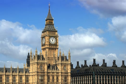 Big Ben and the Parliament buildings in London England.