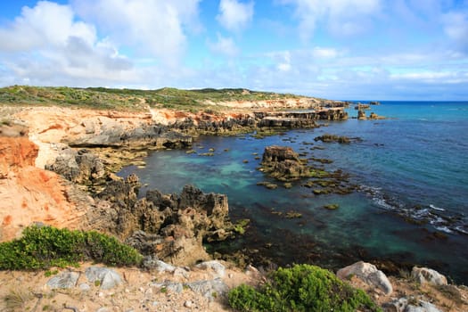 A view of the southern coast of Australia along the Great Ocean Road.
