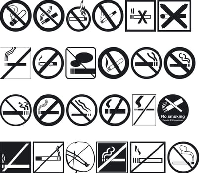 Illustration of No Smoking Silouettes - Vector
