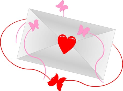 Envelope with love confessions with heart and butterflies