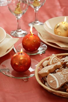 Festive table setting for Christmas