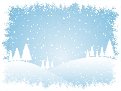 Winter trees with snowy border