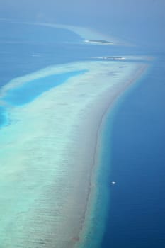 Paradise Maldives from the sky - aerial view of the lagoon