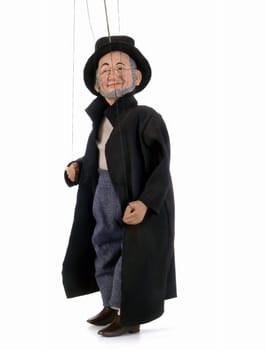 Jewish good man in black lapserdak on white background