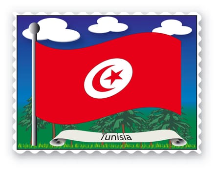 Stamp with flag from Tunisia- Vector