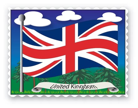 Stamp with flag from United Kingdom- Vector