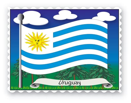 Stamp with flag from Uruguay- Vector