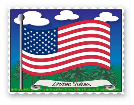Stamp with flag from United States- Vector