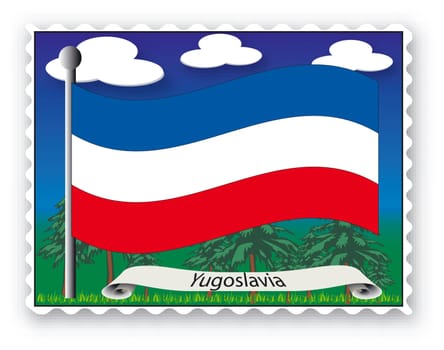 Stamp with flag from Yugoslavia- Vector