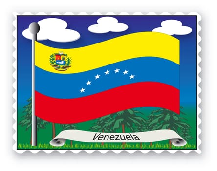 Stamp with flag from Venezuela- Vector