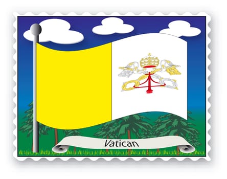 Stamp with flag from Vatican- Vector