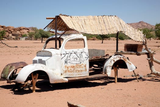 wreck on the roads in Namibia