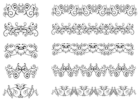 Seamless repeating Floral borders