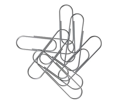 3d rendered ilustration of metal paper clips