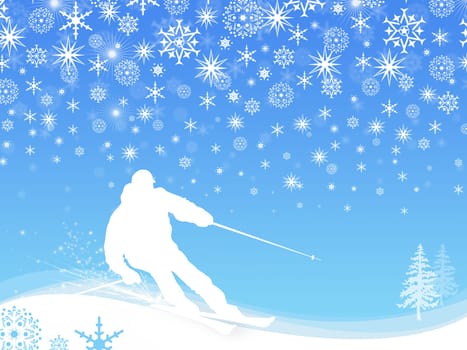 Illustration of someone skiing