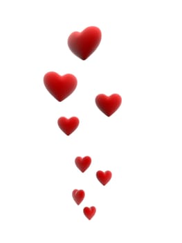 3d rendered illustration of many red hearts
