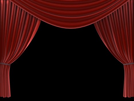 3d renderd illustration of a red theatre curtain
