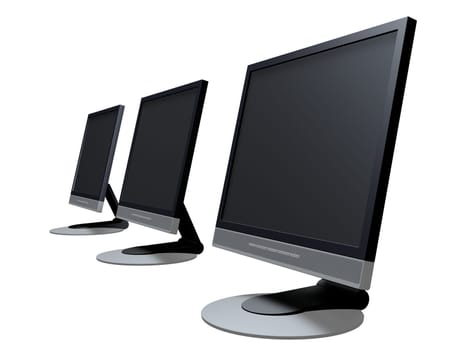 3d rendered illustration of  computer monitors