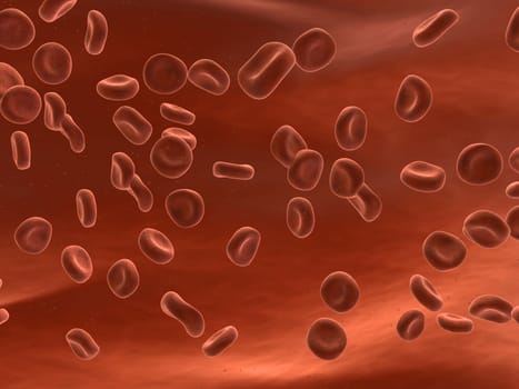 3d rendered close up of streaming red blood cells
