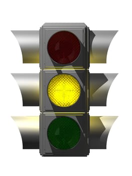 3d rendered illustration of a silver colored traffic light