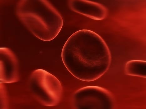 3d rendered close up of streaming red blood cells