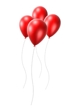 3d rendered illustration of four red balloons