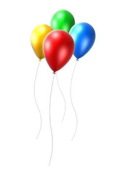 3d rendered illustration of four colorful balloons