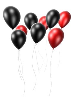 3d rendered illustration of some black and red balloons
