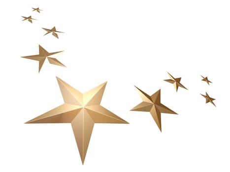 3d rendered illustration of golden stars