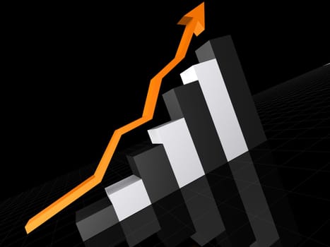 3d rendered illustration of a rising statistic