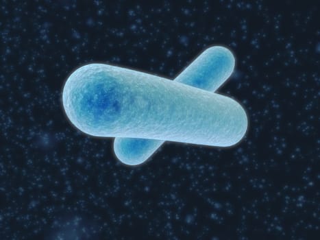 3d rendered close up of an isolated blue bacteria